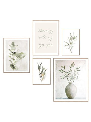 Orangewallz Druki artystyczne (5 szt.) "Seren Green" w ramce