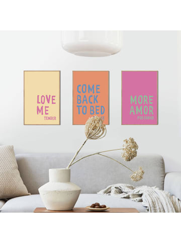 Orangewallz Druki artystyczne (3 szt.) "Real Love" w ramce