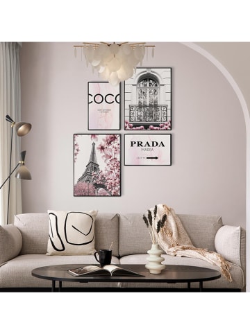 Orangewallz 4er-Set: Gerahmte Kunstdrucke "Pink Romance Set"