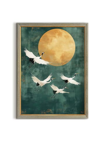 Orangewallz Ingelijste kunstdruk "Cranes at Night"