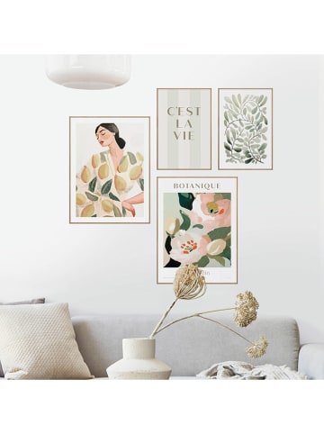 Orangewallz Druki artystyczne (4 szt.) "Spring Set" w ramce