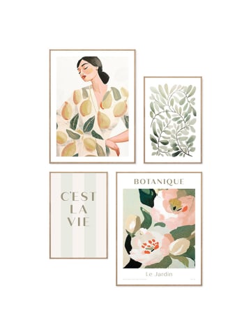 Orangewallz Druki artystyczne (4 szt.) "Spring Set" w ramce