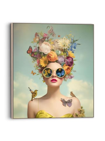 Orangewallz Gerahmter Leinwanddruck "Portrait Lady - Flora Fauna"