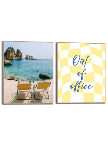 Orangewallz 2er-Set: Gerahmte Kunstdrucke "Out Of Office"