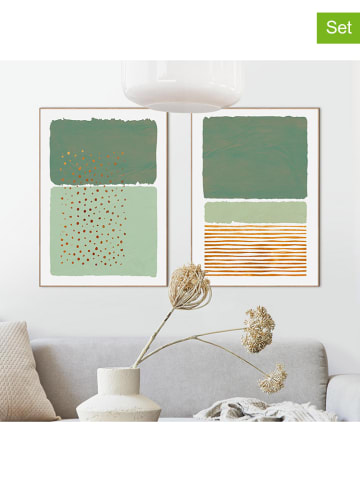 Orangewallz Druki artystyczne (2 szt.) "Colours, Dots & Stipes" w ramce