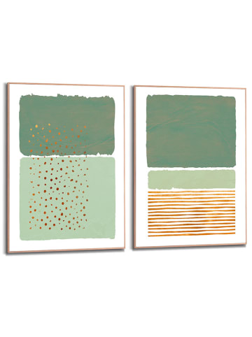 Orangewallz Druki artystyczne (2 szt.) "Colours, Dots & Stipes" w ramce