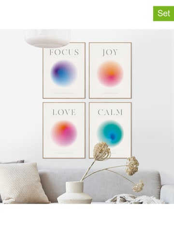Orangewallz 4er-Set: Gerahmte Kunstdrucke "Aura"