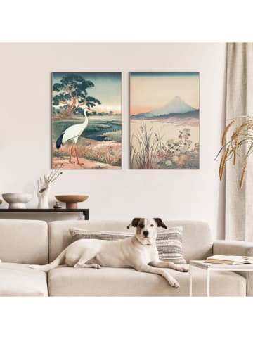 Orangewallz 2er-Set: Gerahmte Kunstdrucke "Japandi Set II"