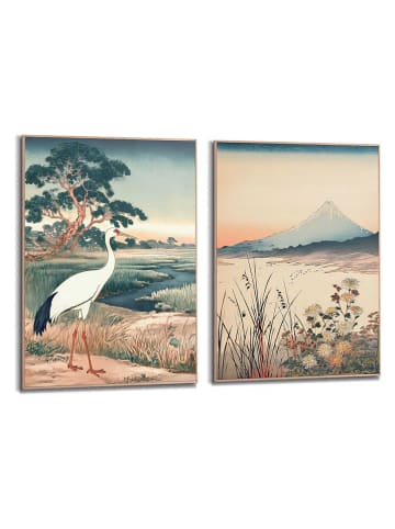 Orangewallz 2-delige set: ingelijste kunstdrukken "Japandi Set II"