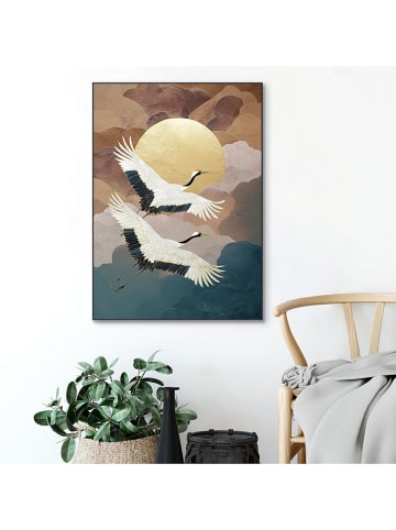 Orangewallz Druk artystyczny "Cranes Flying" w ramce