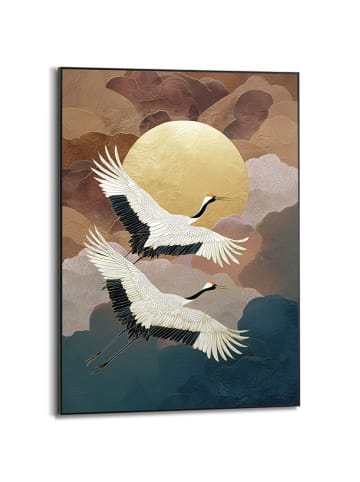 Orangewallz Druk artystyczny "Cranes Flying" w ramce