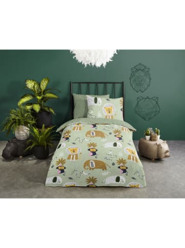 Good Morning Komplet pościeli renforcé "Chuck" w kolorze zielono-jasnobrązowym