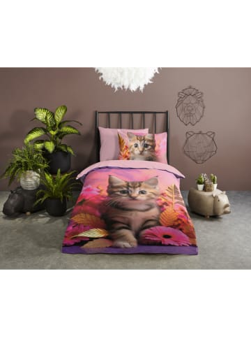 Good Morning Renforcé-Bettwäsche-Set "Kadi" in Pink/ Hellbraun