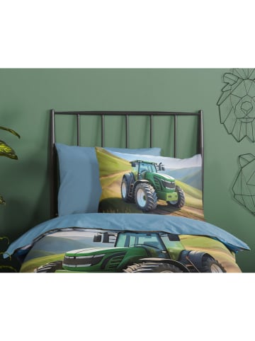 Good Morning Renforcé beddengoedset "Aart" lichtblauw/groen