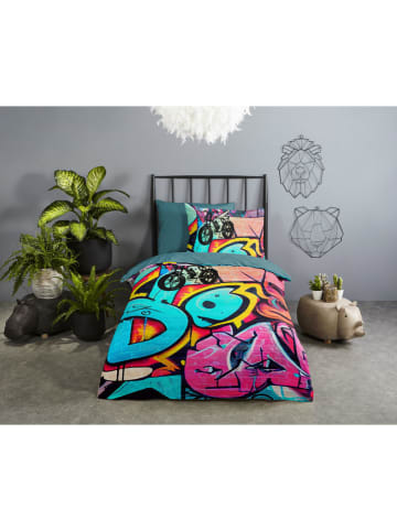 Good Morning Komplet pościeli renforcé "Charlie" w kolorze turkusowo-różowym