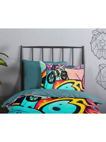 Good Morning Renforcé beddengoedset "Charlie" turquoise/roze