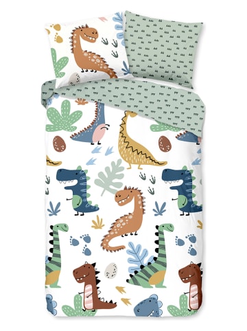 Good Morning Bettwäsche-Set "Dino" in Weiß/ Bunt