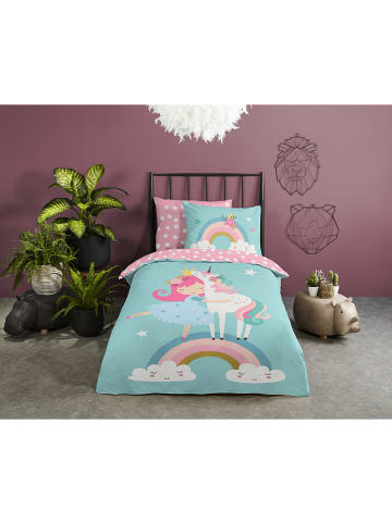 Good Morning Beddengoedset "Heaven" turquoise/lichtroze