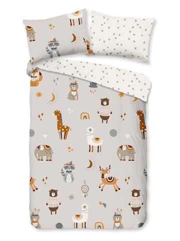 Good Morning Beddengoedset "Woody" lichtgrijs/wit