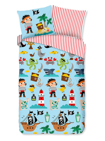 Good Morning Beddengoedset "Caribbean" mintgroen/rood