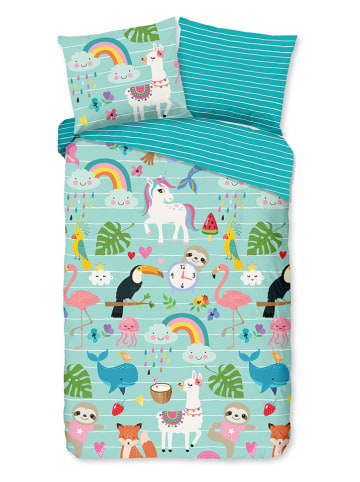 Good Morning Beddengoedset "Festen" turquoise