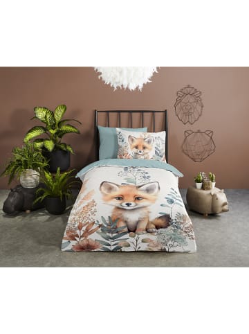 Good Morning Beddengoedset "Foxx" wit/mintgroen