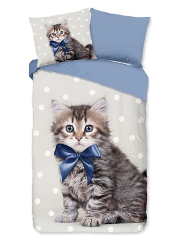 Good Morning Beddengoedset "Mae" blauw/lichtgrijs