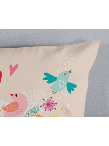 Good Morning Renforcé-Bettwäsche-Set "Happily" in Rosa/ Türkis