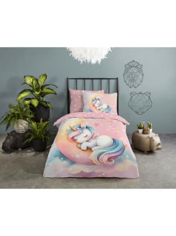 Good Morning Komplet pościeli renforcé "Molly" w kolorze jasnoróżowo-turkusowym