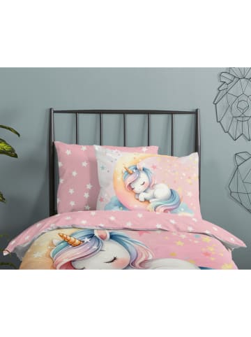 Good Morning Renforcé beddengoedset "Molly" lichtroze/turquoise