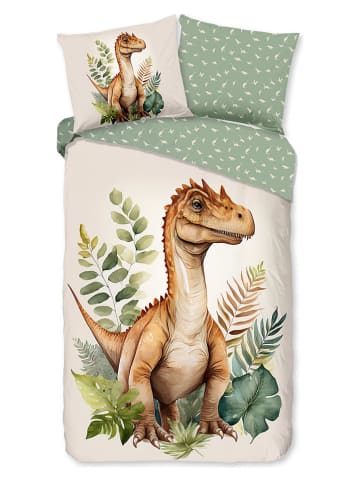 Good Morning Renforcé beddengoedset "Gregor" crème/lichtbruin/turquoise