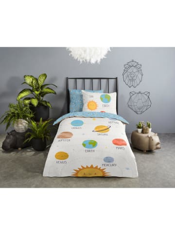 Good Morning Renforcé-Bettwäsche-Set ''Astra'' in Weiß/ Hellblau/ Gelb