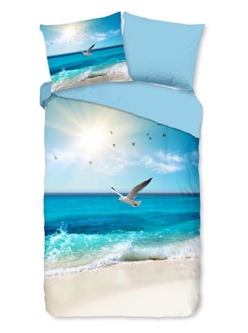 Good Morning Beddengoedset "Sealife" lichtblauw