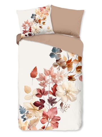 Good Morning Renforcé-Bettwäsche-Set "Coco" in Weiß/ Hellbraun/ Creme