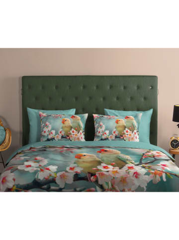 Good Morning Renforcé beddengoedset "Chibi" turquoise