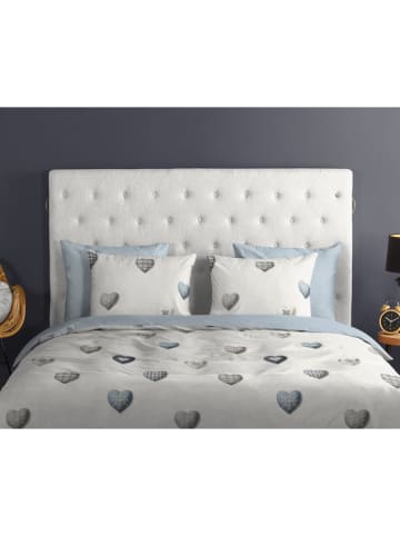 Good Morning Renforcé-Bettwäsche-Set "Juhvo" in Creme/ Hellblau