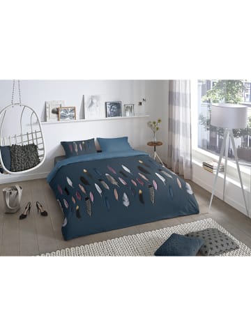 Good Morning Beddengoedset "Feathers" donkerblauw