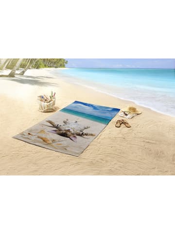 Good Morning Strandtuch "Beachcat" in Beige/ Blau