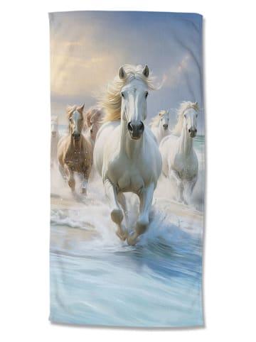 Good Morning Strandtuch "Wild and Free" in Weiß/ Hellblau