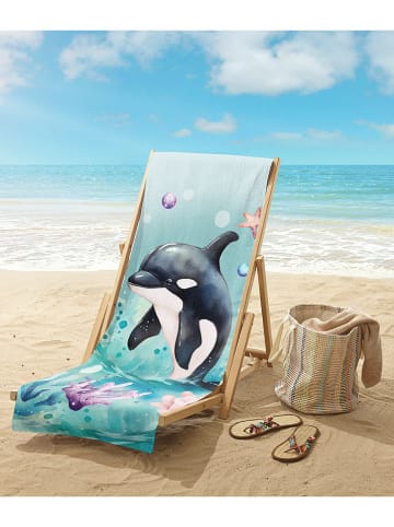 Good Morning Strandtuch "Splash" in Mint/ Dunkelblau