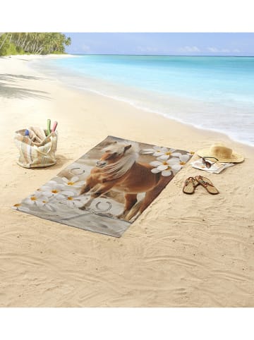 Good Morning Strandtuch "Fabi" in Hellbraun/ Weiß