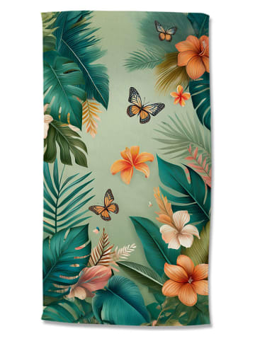 Good Morning Strandtuch "Joelle" in Türkis/ Orange