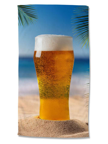 Good Morning Strandtuch "Beer" in Blau/ Hellbraun