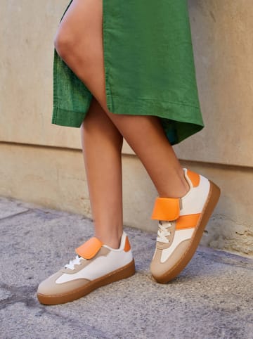 Bellucci Sneakers in Creme/ Beige/ Orange