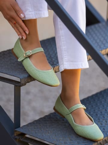 Bellucci Baleriny w kolorze zielonym z paskiem