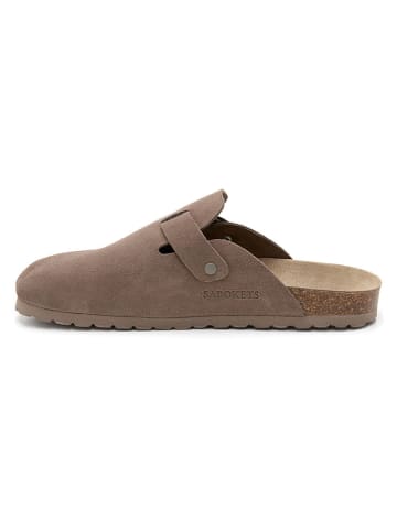 SABOKETS Leder-Clogs in Braun