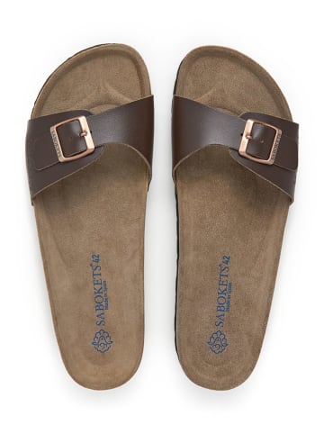 SABOKETS Leder-Pantoletten in Braun