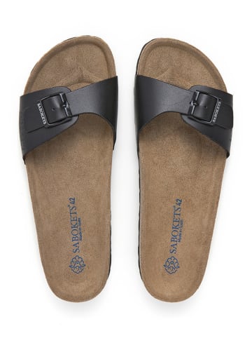 SABOKETS Leren slippers zwart