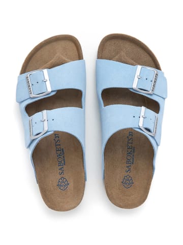 SABOKETS Leder-Pantoletten in Hellblau