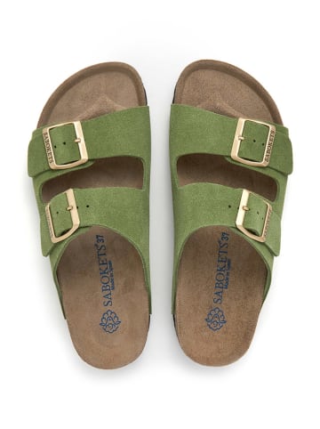 SABOKETS Leren slippers groen